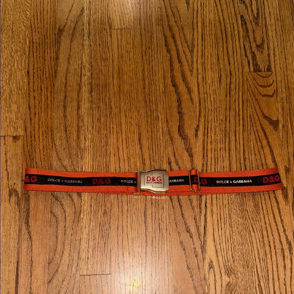 Dolce & Gabbana Vintage Orange Red and Black Logo Belt